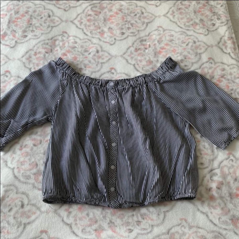 Stripe Off The Shoulder Crop Top